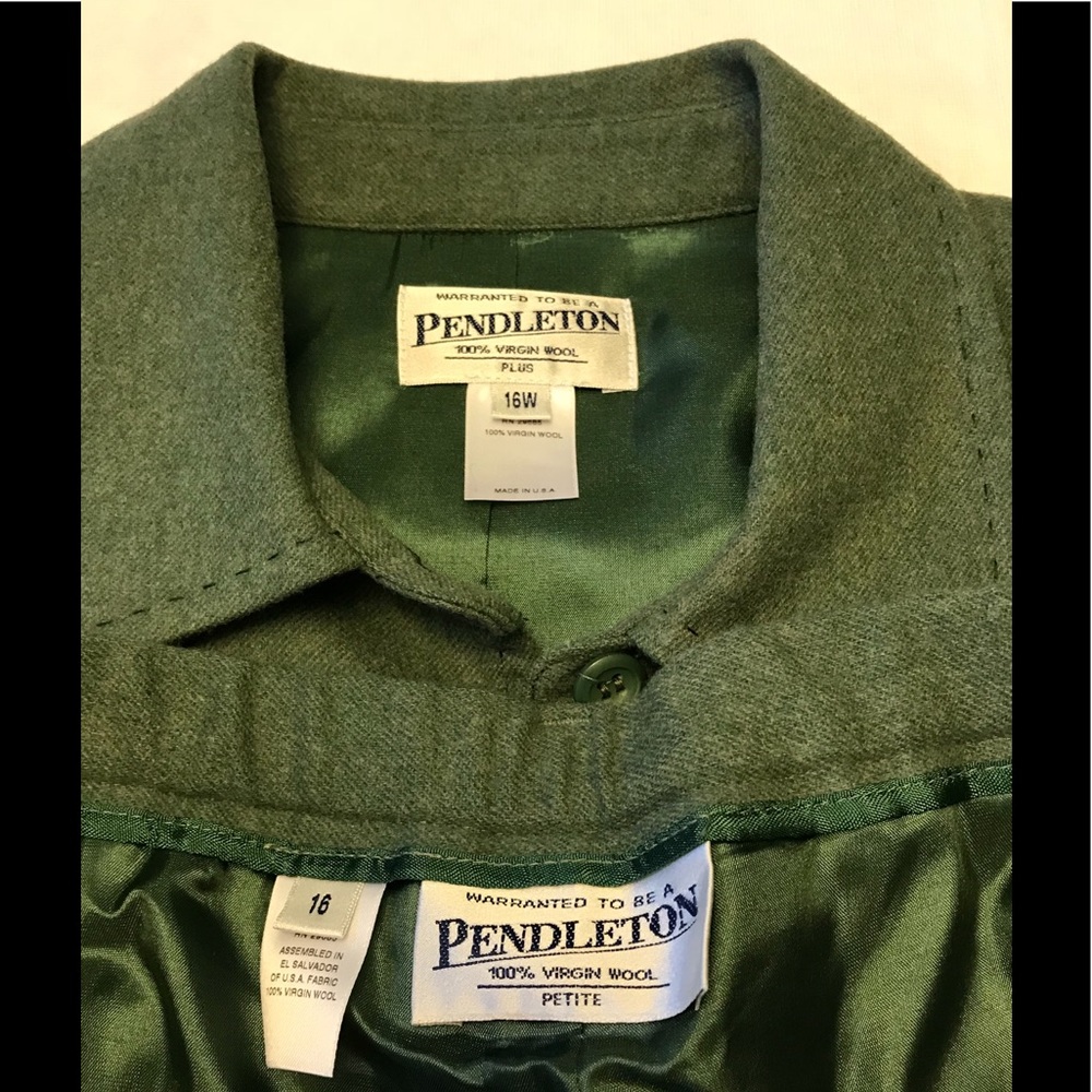 💄Pendleton wool suit 16 petite green EUC - Picture 5 of 5